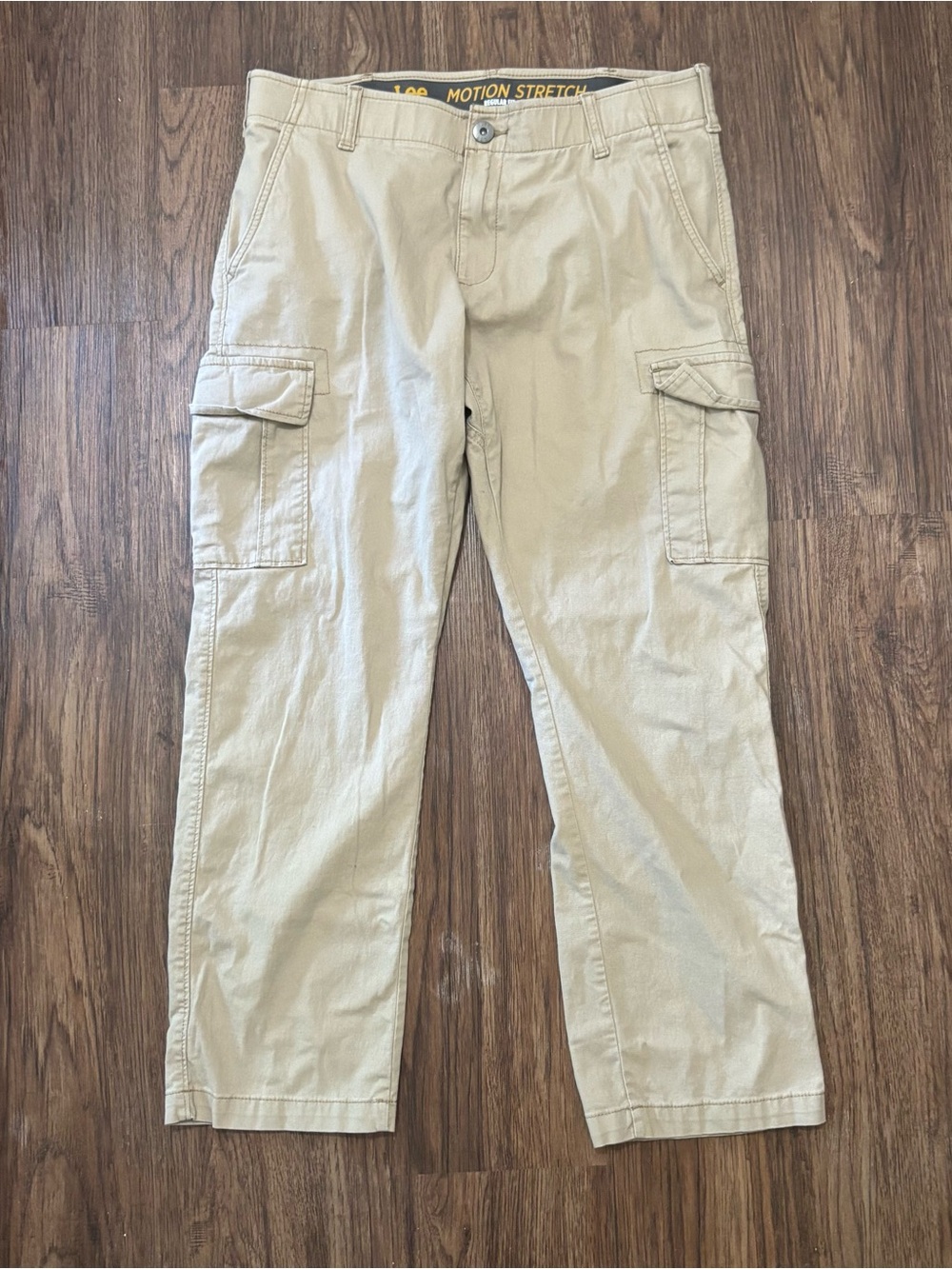 Lee Motion Stretch Khaki Cargo Pants 34x30 Regular Fit Straight Leg